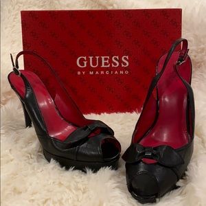 GUESS “Jolie” Black Leather Heels - Size 9.5